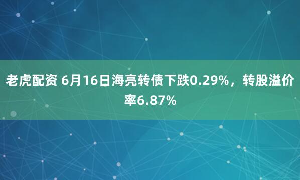 老虎配资 6月16日海亮转债下跌0.29%，转股溢价率6.87%